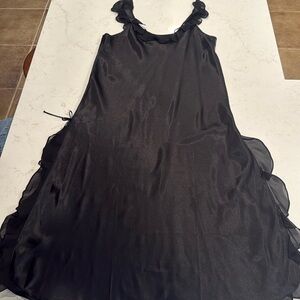 Oscar de la Renta black slip dress. Pink label.